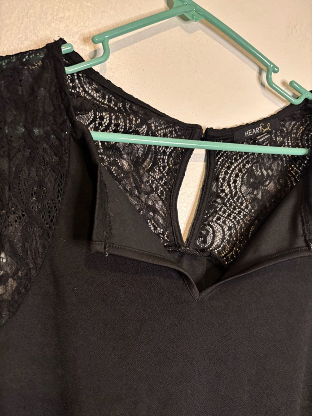 3/$20 HeartSoul Black Lace Cap Sleeve Blouse - Picture 5 of 5
